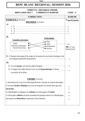 BEPC BLANC 2026 DRENA BOUAKE 2 SUJET PC (BAREME) by TEHUA