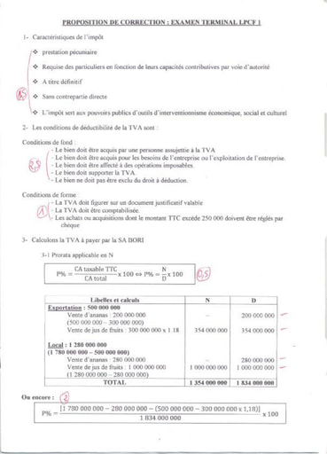 Corrigé de Fiscalité 1 Licence Professionnelle 1ere année - PIGIER