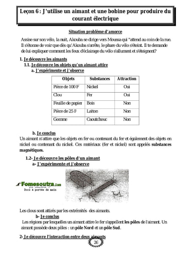 J'utilise un aimant et une bobine pour produire du courant électrique - Physique 4eme