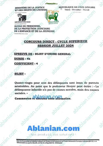 INFJ Cycle Superieur SUJET DORDRE GENERAL 2024 BY TEHUA