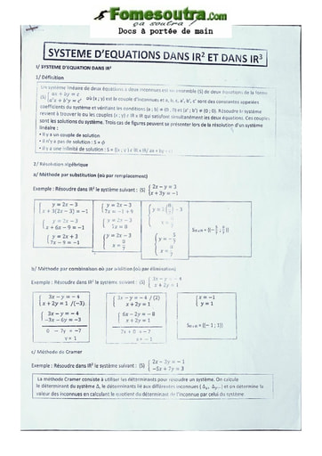 Exercice de Système d'équation dans IR2 et IR3