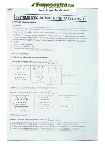 Exercice de Système d'équation dans IR2 et IR3