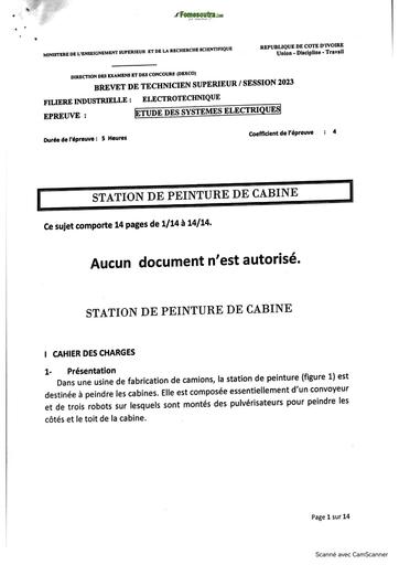 SUJET BTS 2023   ESE   ELT SUJET STATION DE PEINTURE DE CABINE BY TEHUA