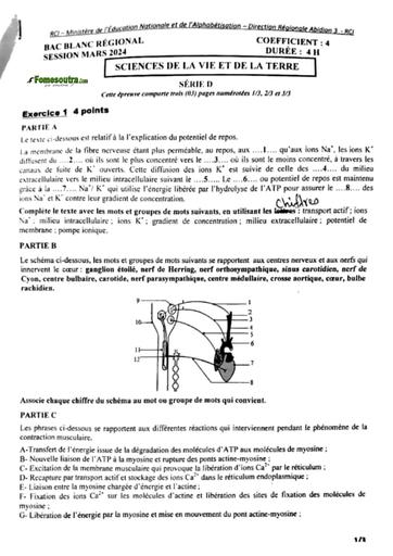 Bac blanc REGIONAL 2024 SVT serie D dren Abidjan 3 by Tehua by Tehua