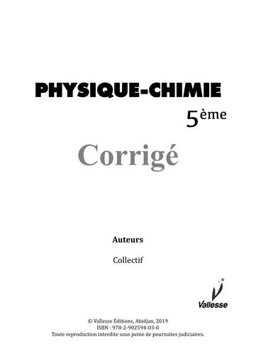 Corrigé Habileté Vallesse Physique Chimie 5ième By Tehua