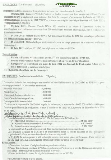 TD (1) Comptabilité - BTS Finance Comptabilité et Gestion des Entreprises