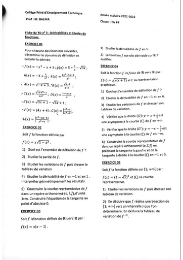 Travaux dirigés Etude de fonction Terminal