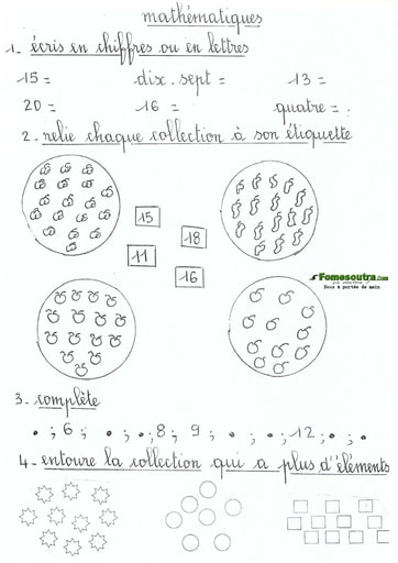 Devoir de Mathématiques niveau CP1