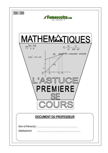 DOC DU PROF MATHS 1ière D APC BY TEHUA