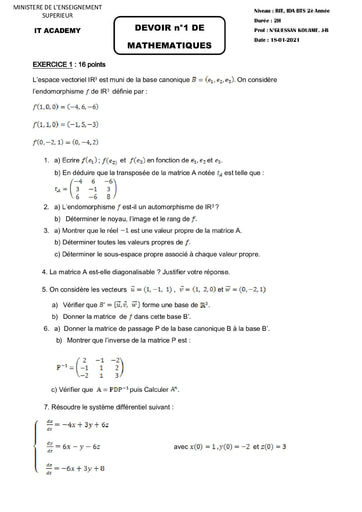 Sujet de mathematique bts 2 IT ACADEMY