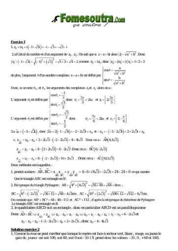 Corrigé Devoir 8 de maths niveau Terminale D