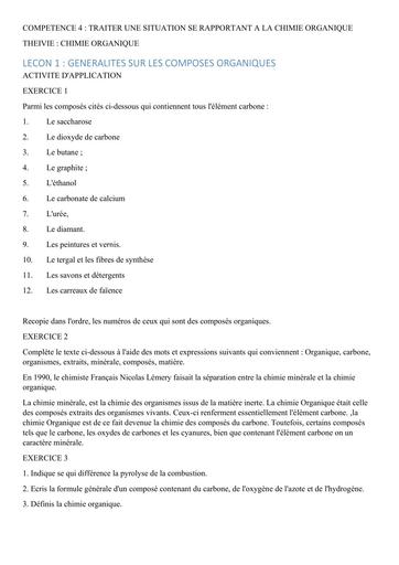 FASCICULE D'EXO Chimie 1ère D by TEHUA