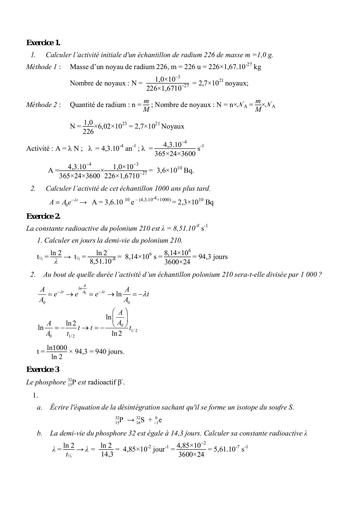 Exercice de radioactifs
