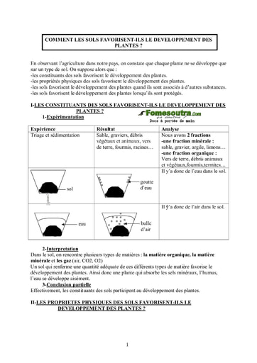 Sols et développement des plantes - Cours SVT 3ème