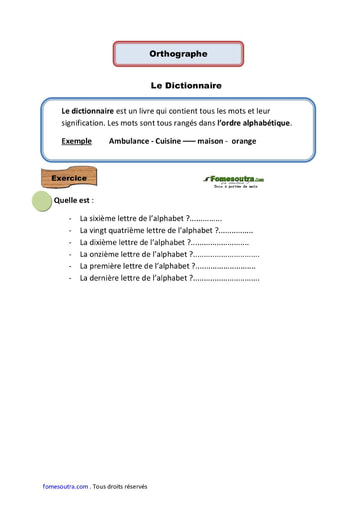 Le Dictionnaire - Cours CE2