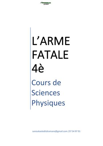 COURS DE PC niveau 4ème L'ARME FATALE BY TEHUA