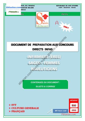 INFAS Infirmierseres Sages femmes Maieuticiens sujets et cours BY TEHUA