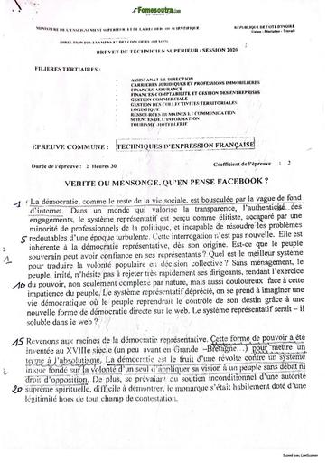 BTP BTS 2020 TECHNIQUES D'EXPPRESSIONS FRANCAISES 2 SUJET+CORRIGE BY TEHUA
