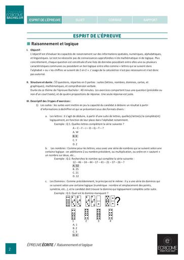 Concours ecricome bachelor 2012 raisonnement et logique 1 sujet