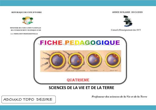 Fiche pedagogique SVT 4eme 2019 2020 by Tehua