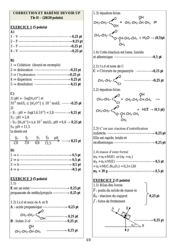 Corrigé du devoir de PHYSIQUE CHIMIE  San pédro 2022 Série D