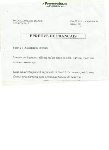 Sujet de Français BAC blanc 2017 série A-C-D  - DREN Abidjan