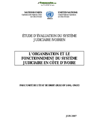 L'organisation et le fonctionnement du système judiciaire en Cote d'Ivoire - Rapport ONUCI 2007
