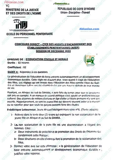 INFJ BEPC 2022 education Civique et morale BY TEHUA
