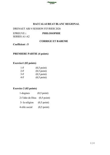 BAC blanc MARS FEVRIER PHILO SERIE A BAREME Drena ABIDJAN 4 By TEHUA