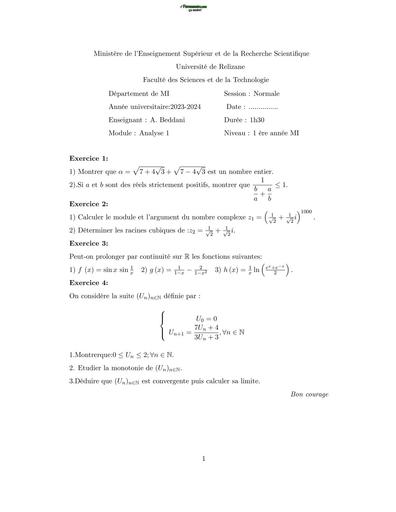 Examen3 Corrigé Analyse 1 MI 2024 BY TEHUA