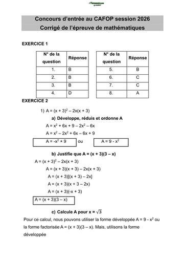Cafop 2026 Maths Corrigé By Tehua