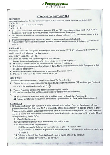 Exercice physique Terminale D Lycée classique