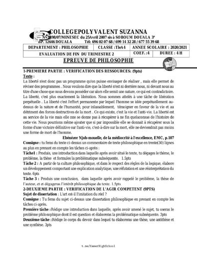 CollègePSuzanna Philo TleA4 EFT2 2021