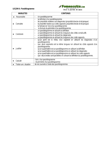 Parallélogramme (2) - Guide pédagogique Maths 6ème