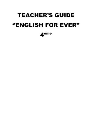 Teacher's Guide  EFE 4ième By Tehua