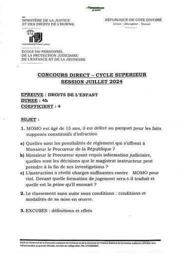 Concours Direct INFJ 2024 CS Droits de l'enfant by TEHUA