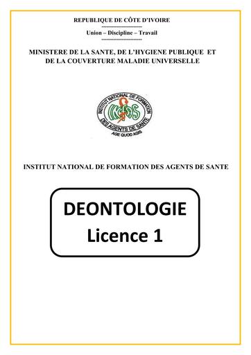 INFAS COURS deontologie L1 BY TEHUA