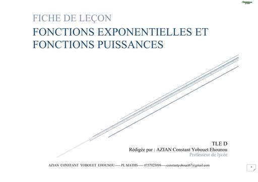 FICHE DE COURS 6 FONCTIONS EXPO Tle D BY TEHUA