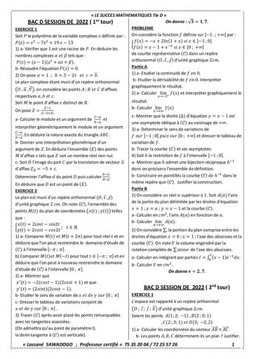 Prepa BAC D MATHS BF 2022 By Tehua