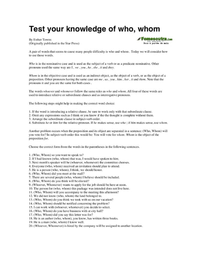 who et whom - tester vos connaissances
