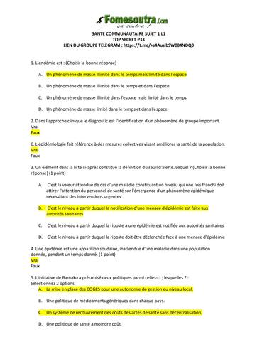SUJET+CORRO SANTE COMMUNAUTAIRE SUJET 1 INFAS L1 by TEHUA