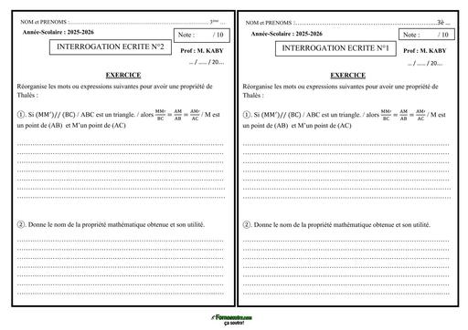 Intérro 3ème sur la réciproque  de la propriété de Thalès