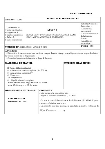 FICHE PROFESSEUR 7   Mouvement d'une particule ds