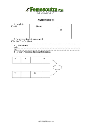 Evaluation Maths CP2