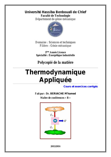 Machines Thermiques : Thermodynamique Appliquée