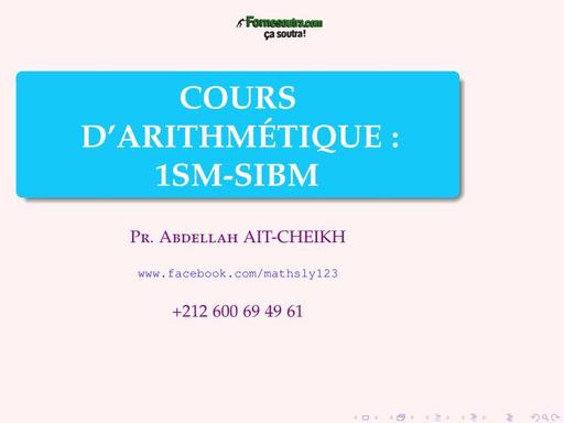 COURS De MATHS Arithmétique et EXERCICES CORRIGES Tle C by TEHUA