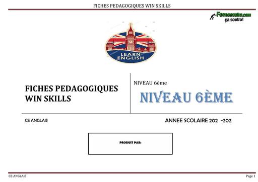 FICHE PEDAGOGIQUE ANGLAIS 6ème LEARN ENGLISH BY TEHUA
