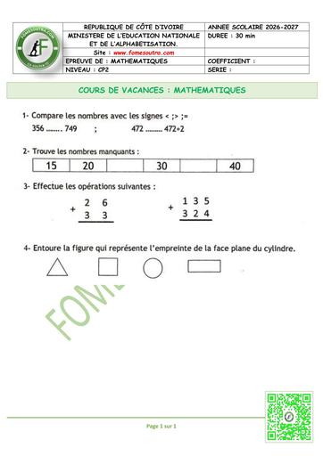 FICHE 4 MATHS CP2 BY TEHUA