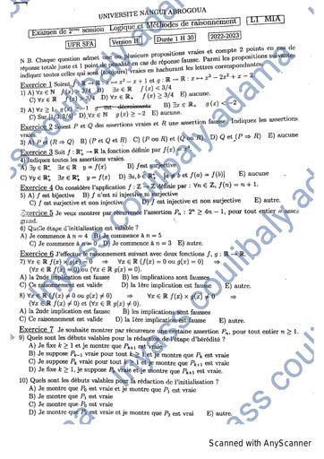 Logique et méthode de raisonnement L1 SFA SESSION 2