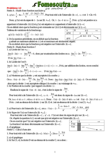 Corrigé TP 7 Fonction Logarithme Népérien niveau Terminale Scientifique